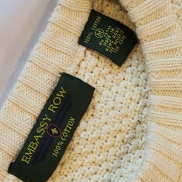 Embassy Row Heavy Knit Crew Neck Sweater Vintage Cozy Neutral Preppy Sz M NWT - Picture 6 of 12